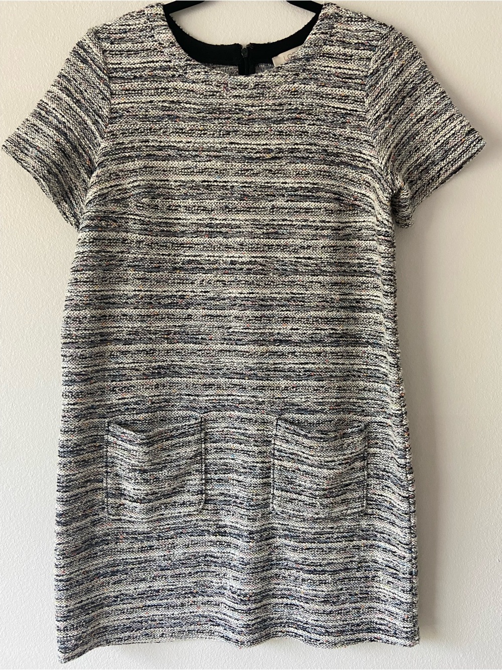 LOFT Outlet Tweed Shift Dress Short Sleeve Pocket Dress SP